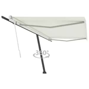 Vidaxl Freestanding Manual Retractable Awning 500X350 Cm Cream