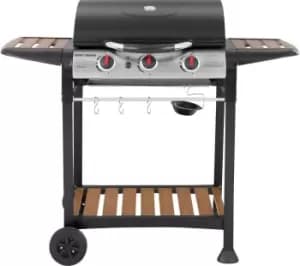 GEORGE FOREMAN GFGBBQ3BW 3 Burner Grill Gas BBQ - Black & Wood Effect