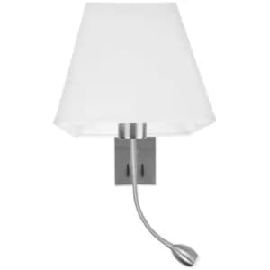 Charlesbourg Reading Light Sand Satin Nickel Aluminium White Shade LED 3W 190lm LED E27 - Merano