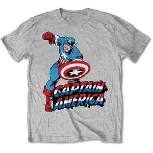 Marvel Comics - Simple Captain America Unisex Large T-Shirt - Grey