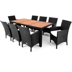 8 Seat Poly Rattan Garden Dining Set Rom Black