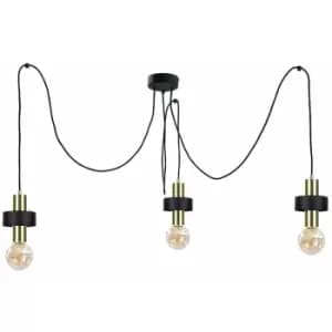 Keter Unica Cluster Pendant Ceiling Light Black, Gold, 3x E27