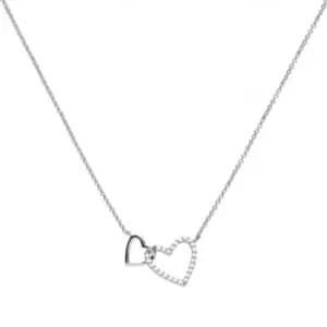 Diamonfire Silver White Zirconia Two Hearts Necklace N4249