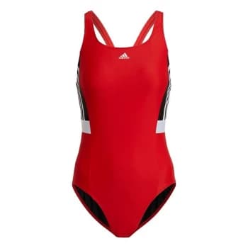adidas 3-Stripes Colorblock Swimsuit Womens - Red