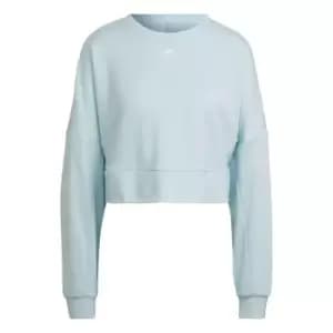 adidas AEROREADY Studio Loose Sweatshirt Womens - Almost Blue / White