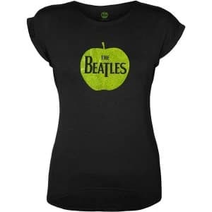 The Beatles - Apple Logo Womens Small T-Shirt - Black