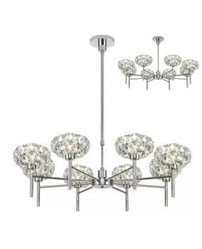 , 8 Light G9 Telescopic Light With Polished Chrome And Crystal Shade