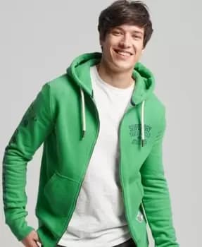 Superdry Mens Track & Field Zip Hoodie Green / Oregon Green Marl - Size: L