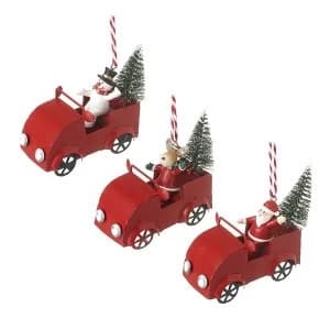 Santa Snowman & Deer Driving Cars (Set of 3)