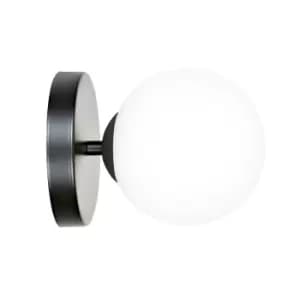 Ragi Black Globe Wall Lamp with White Glass Shades, 1x E14