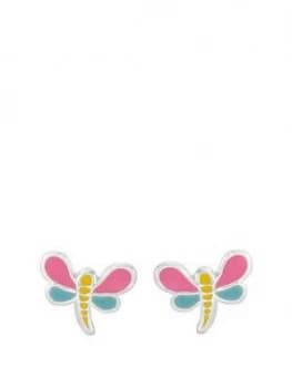 The Love Silver Collection Sterling Silver Enamel Dragonfly Stud Earrings
