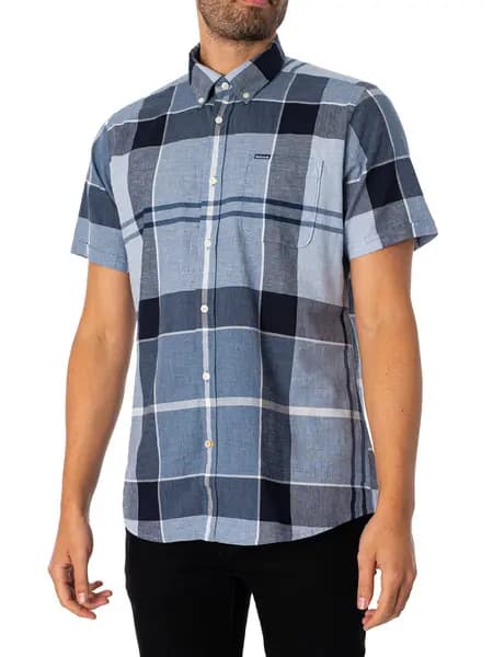 Barbour Doughill Tailored Short Sleeved Shirt Berwick Blue L