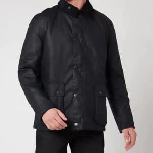 Barbour Tartan Mens Horto Wax Jacket - Navy - M
