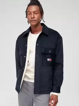 Tommy Jeans Sherpa Lined Cord Overshirt - Black/Navy, Black Size M Men