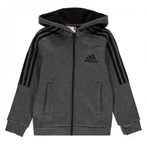 adidas adidas Boys 3-Stripes Full Zip Track Top Hoodie - DrkGrey/Black
