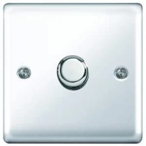 Wickes Dimmer Switch 1 Gang 2 Way 400W Polished Chrome Raised Plate