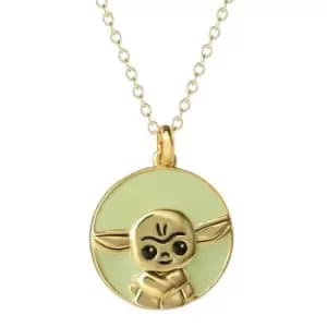 Star Wars The Mandalorian The Child green and gold Enamel Silver plated brass disc necklace CF01092YL-Q.PH