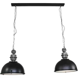 Sienna Tough Guy Straight Bar Pendant Ceiling Light Black Matt, Glass Matt, Metal