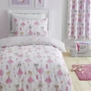 Bedlam Kids Ballet Dancer Print Duvet Cover Set, Pink, Single