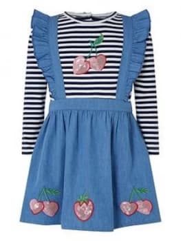 Monsoon Baby Girls Cherry Pinny & T-Shirt - Blue