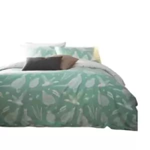 Creative Cloth Moorland Birds Wildlife Duvet Cover Set (King) (Mint Green)