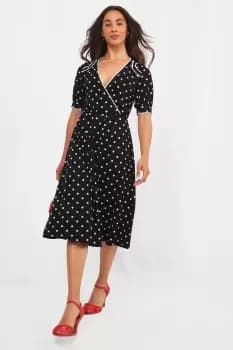 Vintage V Neck Polka Dot Dress
