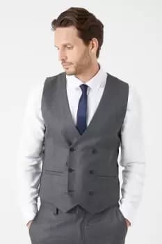 Slim Fit Charcoal Wide Self Stripe Waistcoat