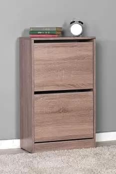 2 Tier Latte Oak Shoe Storage Cabinet