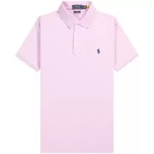 Ralph Lauren Stretch Mesh Slim Fit Polo Collar Stripe Hampton Pink