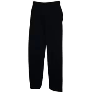 Fruit Of The Loom Mens Open Hem Jog Pants / Jogging Bottoms (2XL) (Black)