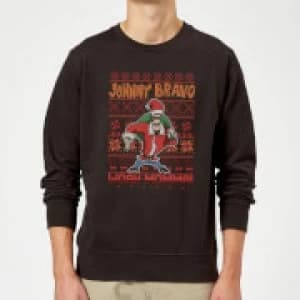 Johnny Bravo Johnny Bravo Pattern Christmas Sweatshirt - Black
