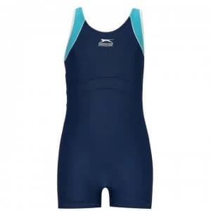 Slazenger Boyleg Swimming Suit Junior Girls - Navy