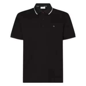 Calvin Klein Refined Pique Polo Top - Black