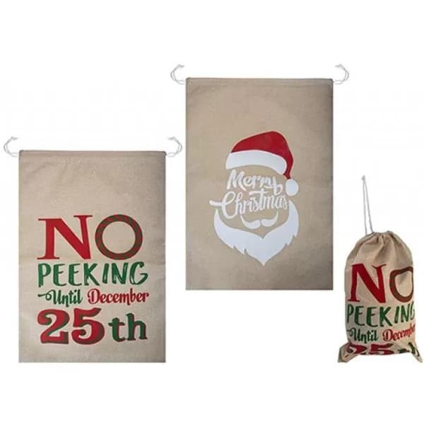 Luxury Jute Look Sack Santa Design (One Supplied)