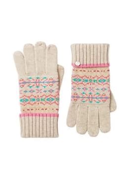Joules Christina Fairisle Gloves - Cream, Women