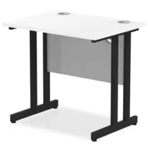 Impulse 800 x 600mm Straight Desk White Top Black Cantilever Leg