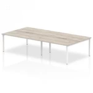 B2B White Frame Bench Desk 1200 Grey Oak (4 Pod)