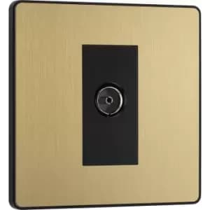 BG Evolve Brushed (Black Ins) Single Socket For TV Or Fm Co-Axial Aerial Connection in Brass Steel