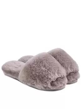 Just Sheepskin Lily Open Toe Sheepskin Slider Slipper - Dove, Dove, Size 5, Women