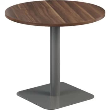800MM Circular Mid Contract Table - Silver/Dark Walnut