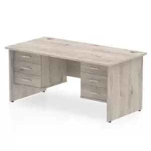 Impulse 1800 Rectangle Panel End Leg Desk Grey Oak 2 x 3 Drawer Fixed