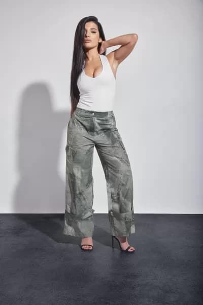 Petite Tree Print Cargo Trousers