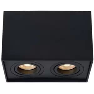 Lucide TUBE - Rectangle Surface Mounted Ceiling Spotlight - 2xGU10 - Black