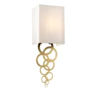 Rosa Small 1 Light Wall Light, Aged Brass, Ivory Faux Silk Shade