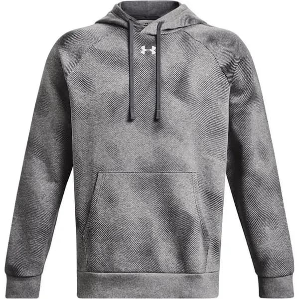 Under Armour Mens Training Rival Fleece Printed Hoodie - Grey Size M Men