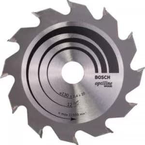 Bosch Optiline Wood Cutting Saw Blade 130mm 12T 20mm
