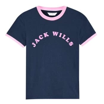 Jack Wills Blackmore Flocked Ringer T-Shirt - Navy