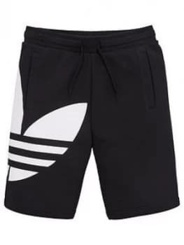 Boys, adidas Originals Youth Trefoil Shorts - Black, Size 9-10 Years