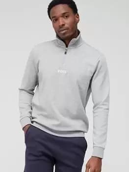 BOSS Sweat 1 Quarter Zip, Light Grey, Size L, Men
