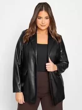 Yours Pu Blazer Black, Size 14, Women